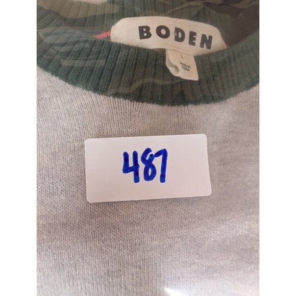 Boden Women Cashmere Blend Preppy Colorblock Meg Saddle Sleeve Jumper Large Grey - Picture 8 of 10